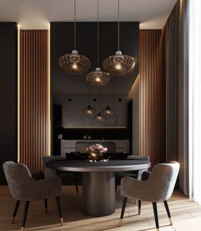 gray-dining-table-under-pendant-lamps